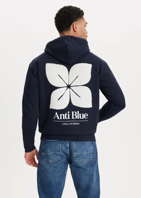 Hoodie met print bloem blauw (BLW.D)