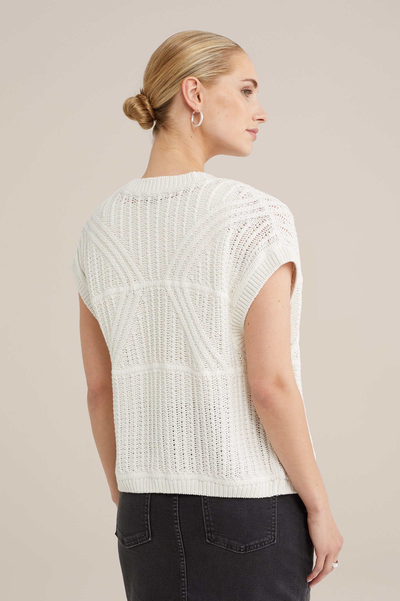 gebreid vest met structuur WE Fashion Wit