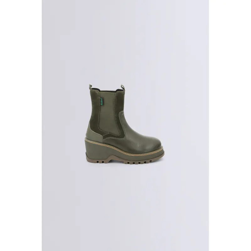 KICK WAG VERT FONCE OLIVE BOTTINES Cuir Femme