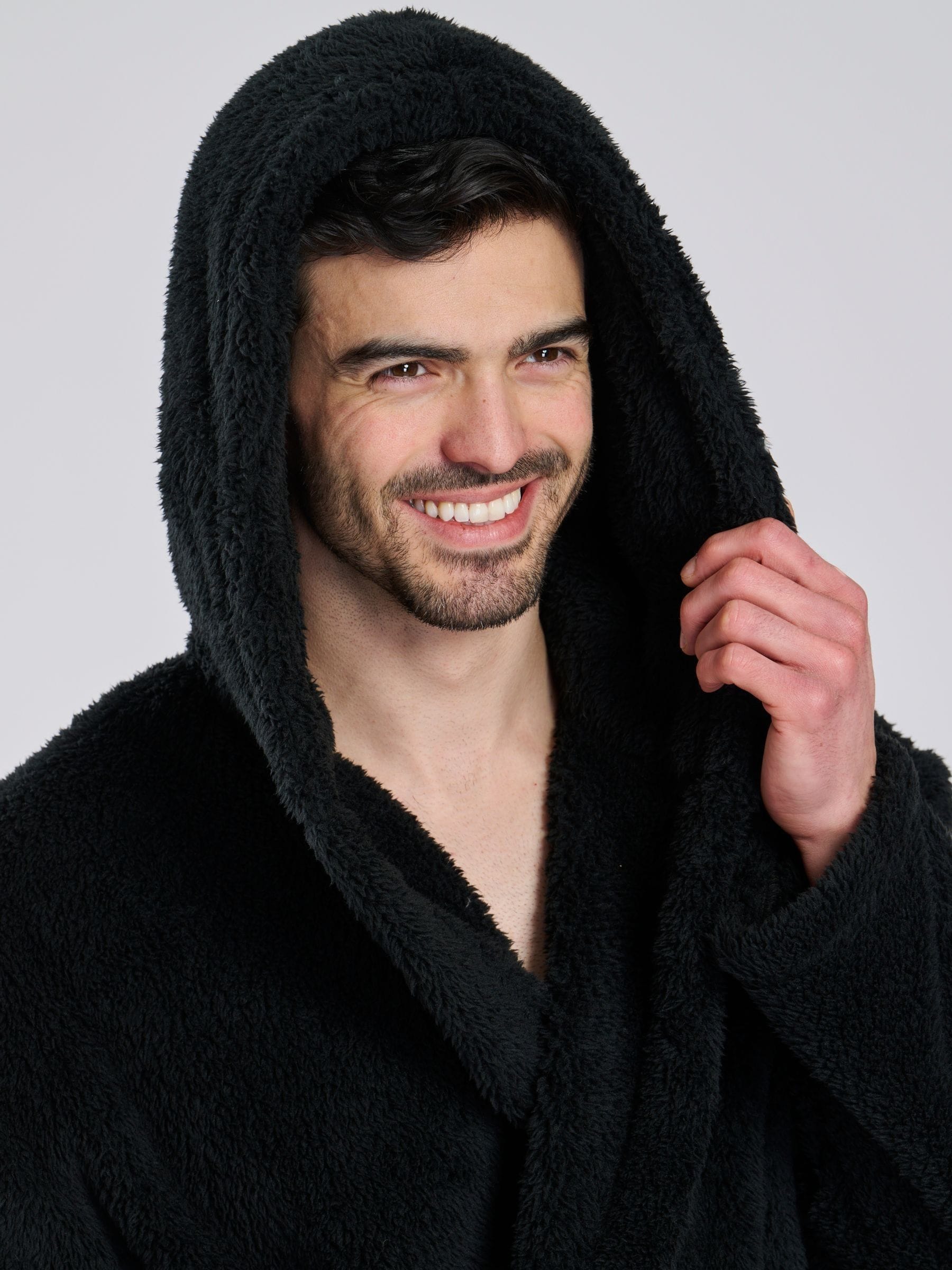 Zwart - Loungeable Sherpa kamerjas met capuchon