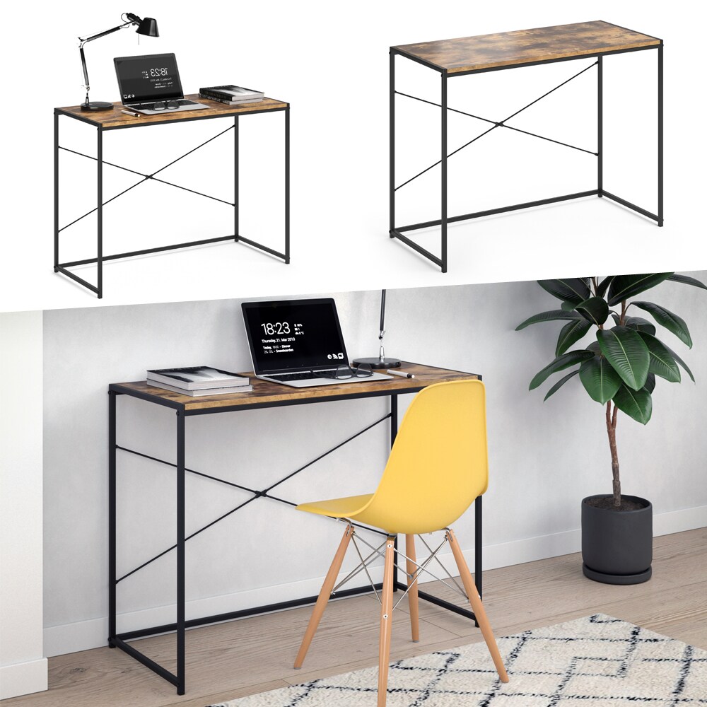 VICCO Loft Schreibtisch Fyrk Bürotisch Arbeitstisch PC Tisch Holz Natur 100 x 45 cm