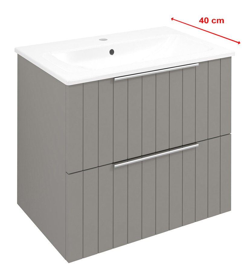 Sapho Cirasa Compact wastafel onderkast met ribbelfront 60x39x54cm taupe