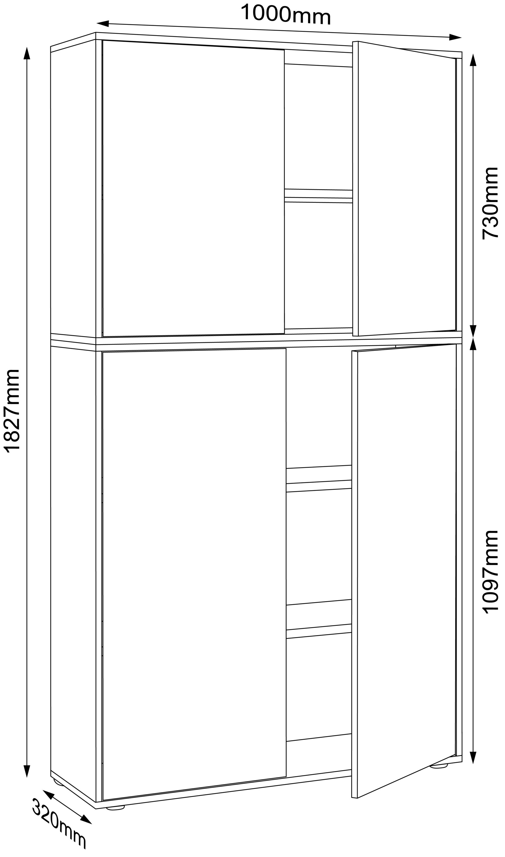 VCM Holz Büroschrank Ordner Aktenschrank Büromöbel Schrank Salia 5-fach Breite 100 cm Drehtüren