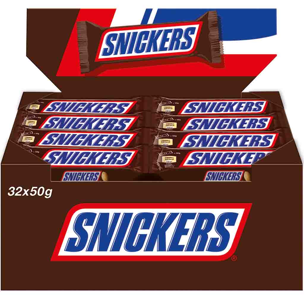 Snickers Schokoriegel 32x50g=1600g MHD:12.10.25