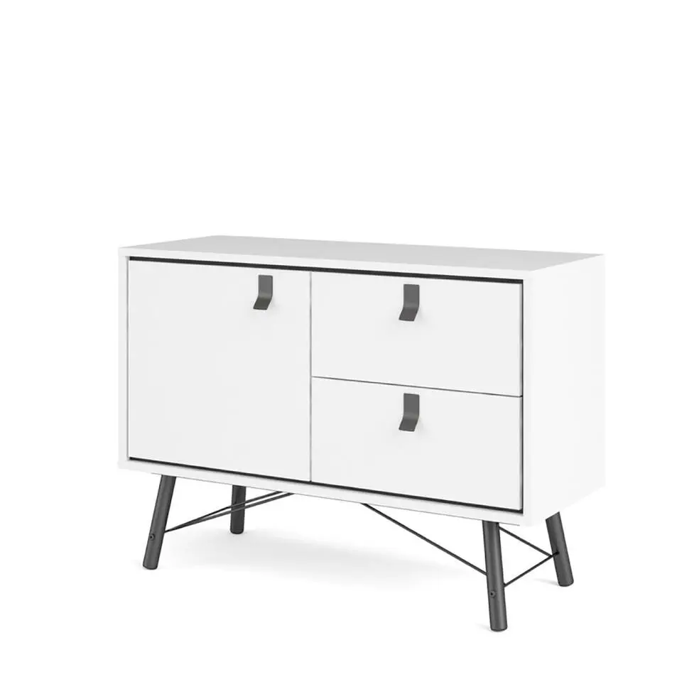 Hioshop Rye dressoir 1 deur- 2 lades mat wit
