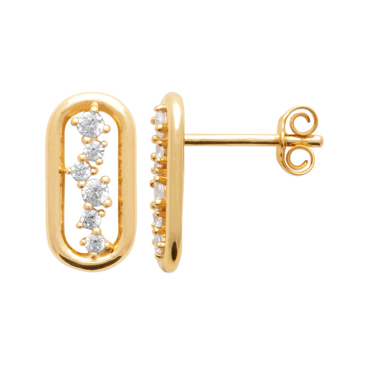 Boucles d'oreilles Brillaxis ovale plaqué or
