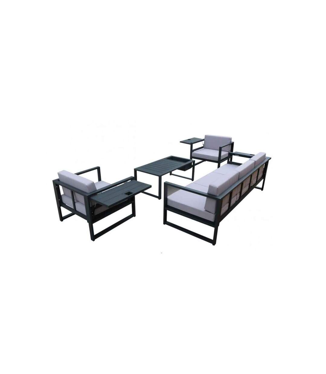 Paris Prix - Salon De Jardin colombo 5 Places Gris