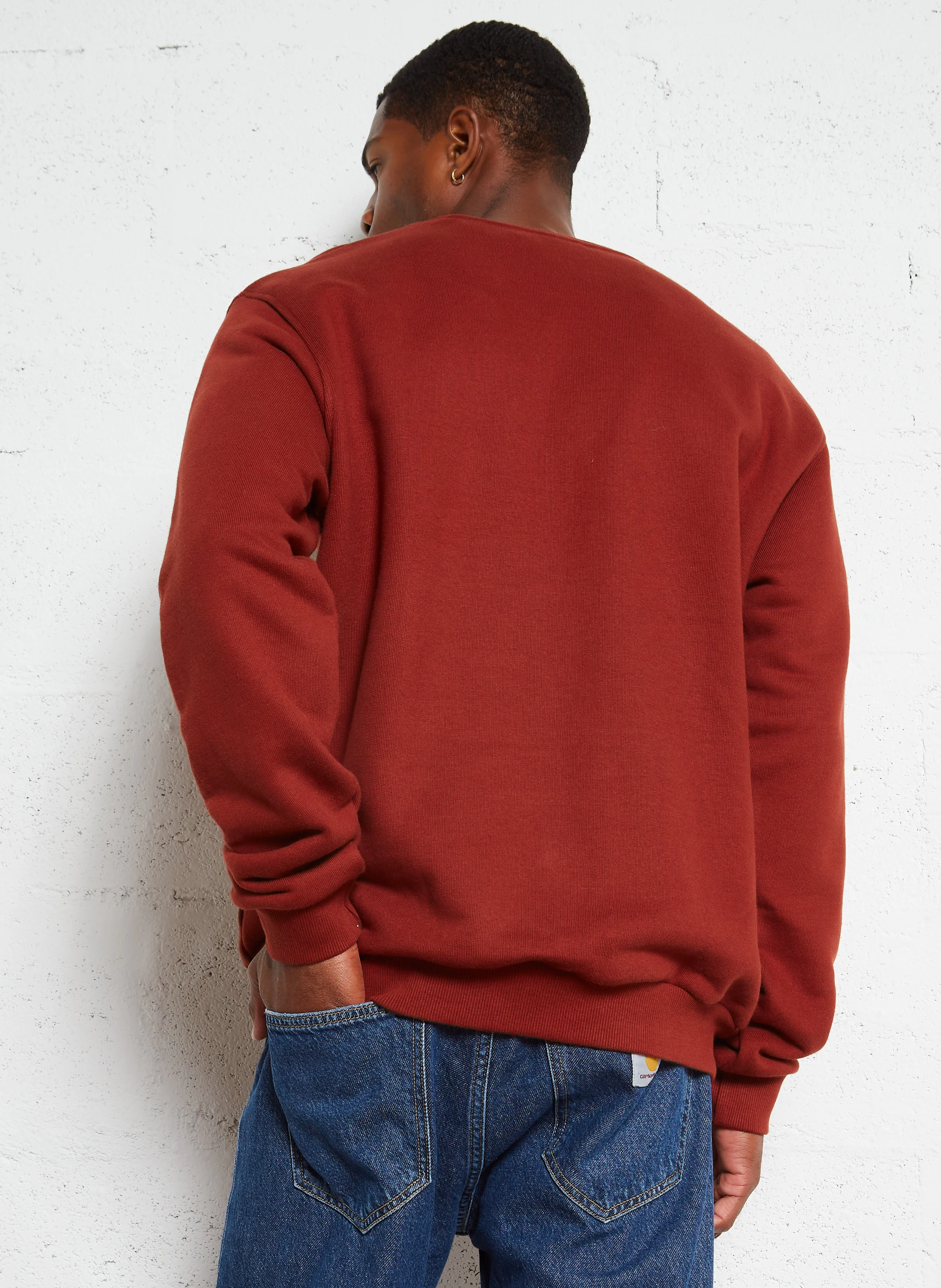 FELIPE - Sweat oversize col rond en coton | Rouge