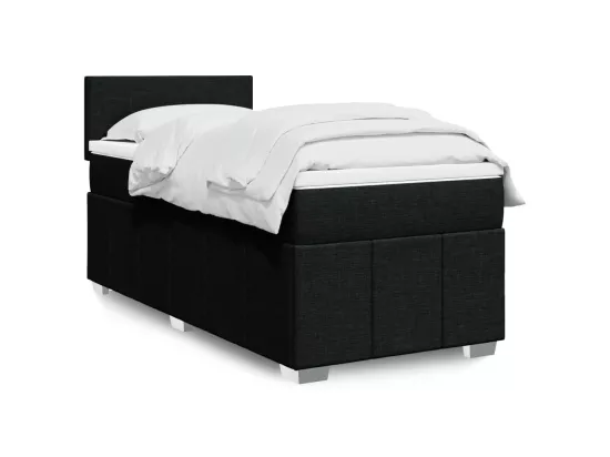 Sommier à lattes de lit avec matelas Noir 90x190 cm Tissu