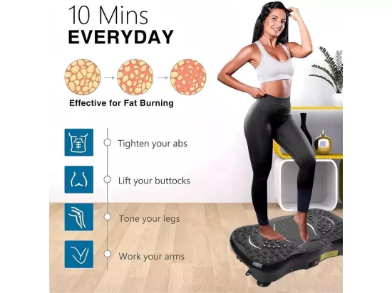 Plaques de vibration 220W, machine d'exercice de fitness à vibration, avec télécommande et 2 bandes de résistance, charge max150kg