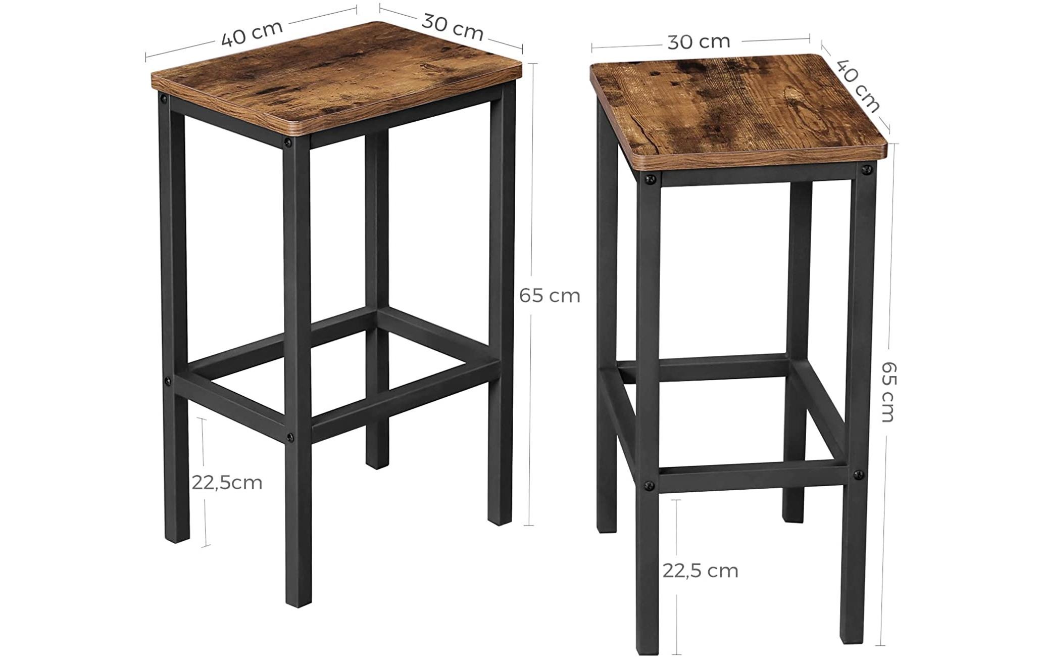 VASAGLE Barhocker »eckig, 2er Set, Metall, Holz« Herkunftsland China, Holzart