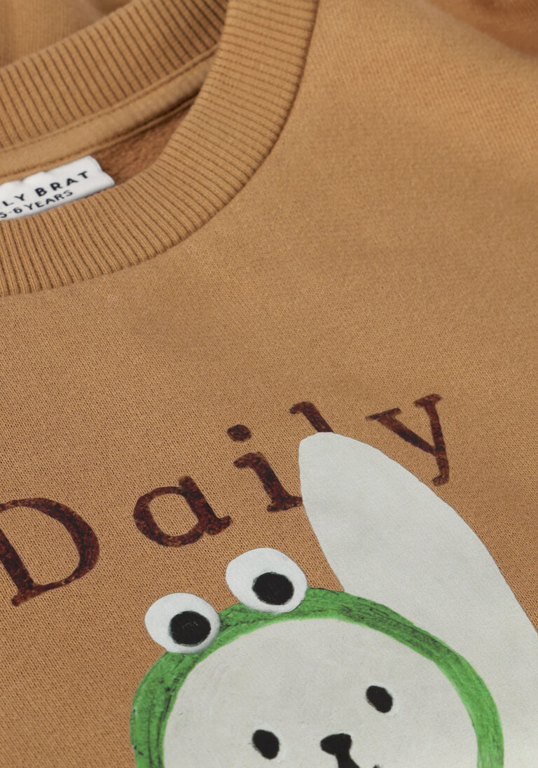 DAILY BRAT beige daily brat sweater cosy cat sweater leafy brown
