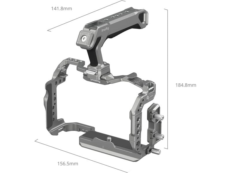 Smallrig HawkLock Schnellwechselkäfig-Kit für Canon EOS R5 Kamerakäfig mit Griff und HDMI- und USB-C-Kabelklemme