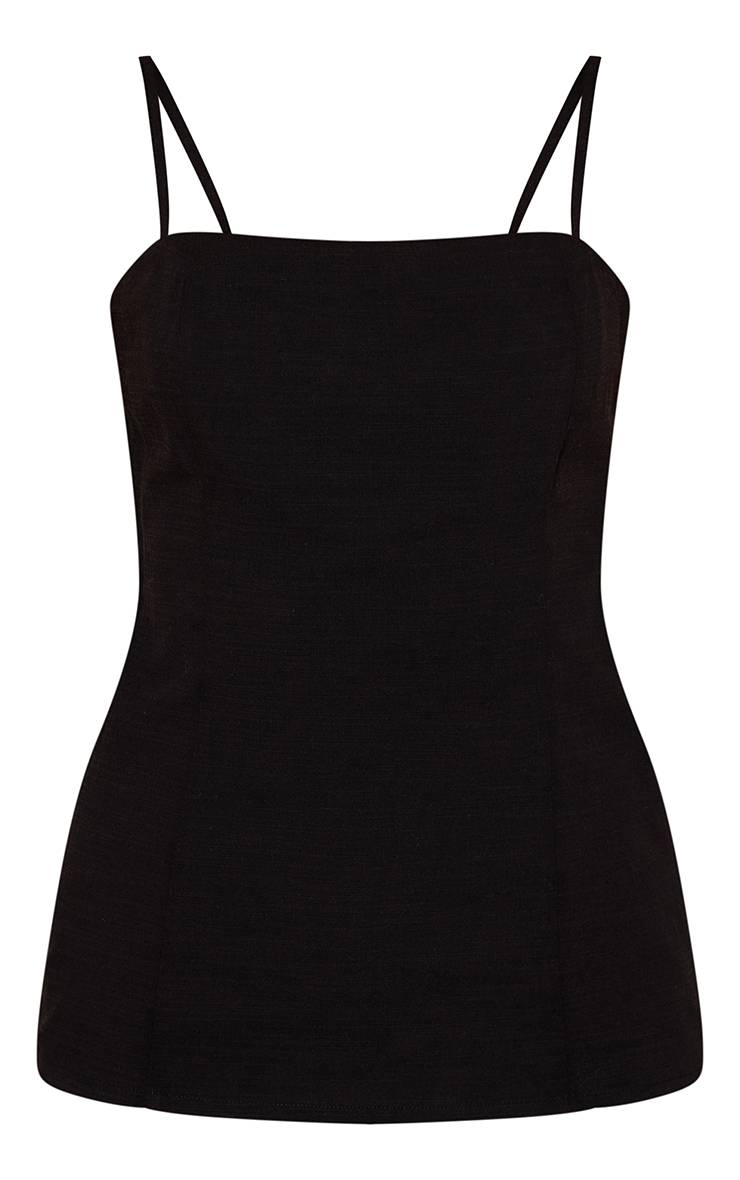 Noir Top Caraco Long Tissé