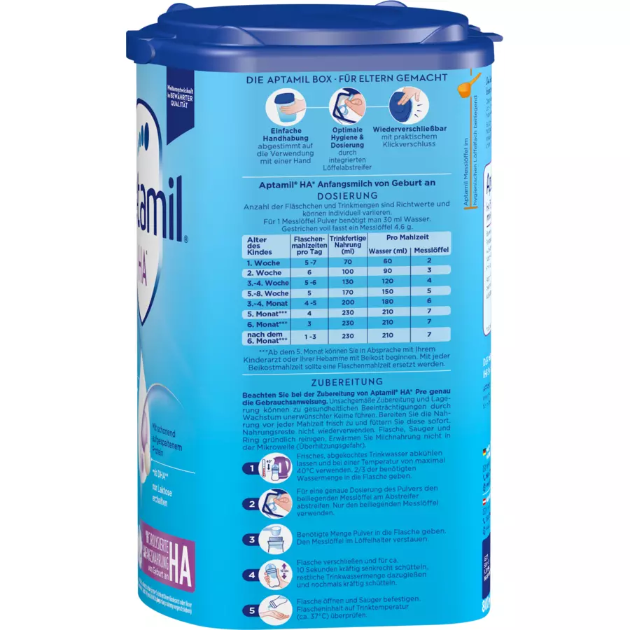 Aptamil Anfangsnahrung HA PRE mit hydrolisiertem Eiweiß 4 x 800 g ab der Geburt