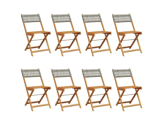 VIDAXL - Chaise pliante Chaises de jardin pliantes lot de 8 gris poly rotin bois mas...