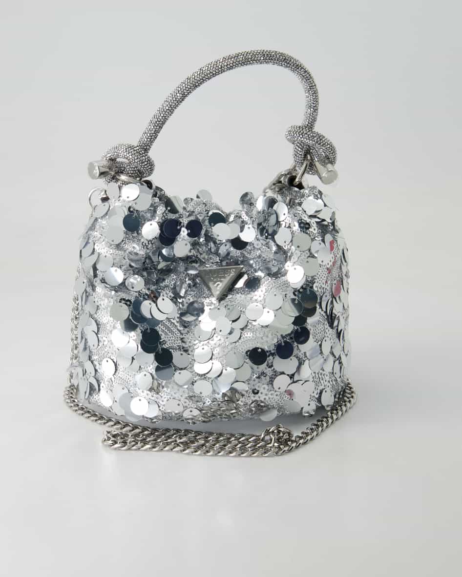 Guess Holiday Shine Top Handle Pouch Umhängetasche in Silber
