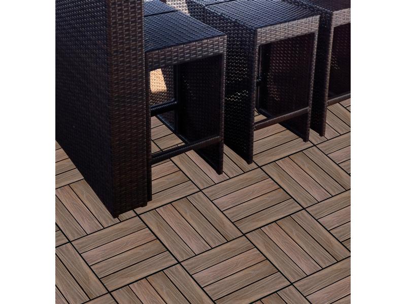 Florco Balkon-& Terrassenplatten WPC 3D braun 30 x 30, 6 St Bodenplatte aus Holz-Kunststoffgemisch in Holzoptik