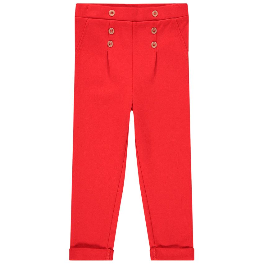 Legging uni pour bébé fille à boutons fantaisie - Rouge