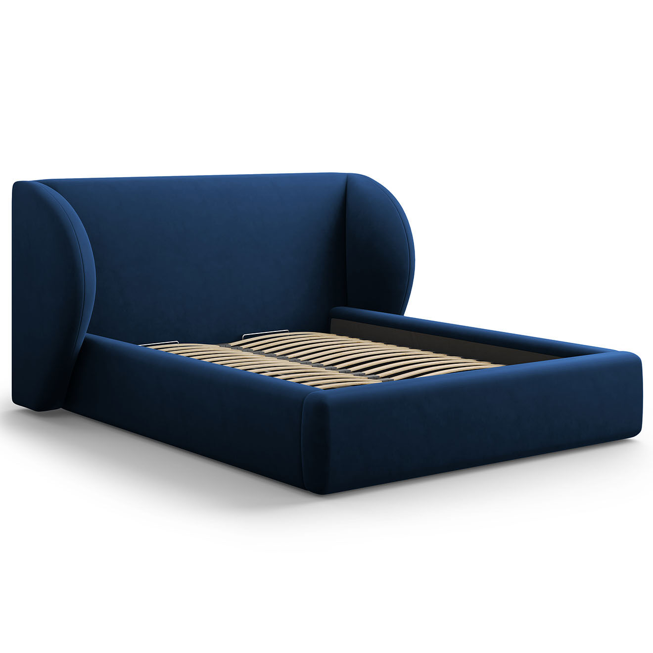 Micadoni Lit Coffre en Velours avec Tête de Lit Miley bleu roi - 230x227x100 cm
