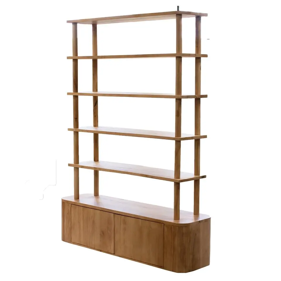 Wandkast Naturel Mangohout - 2 Deurs - 160x40x210cm - Leco