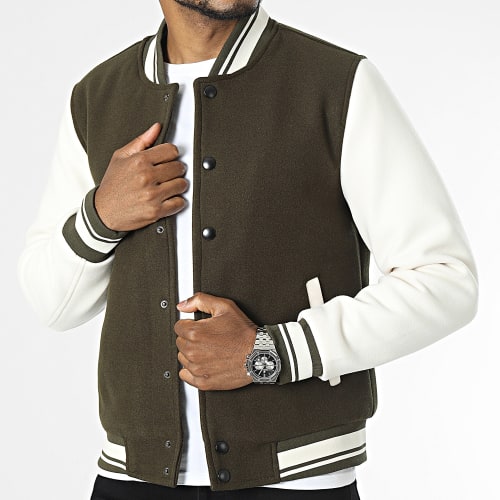 Veste Teddy Vert Kaki Blanc