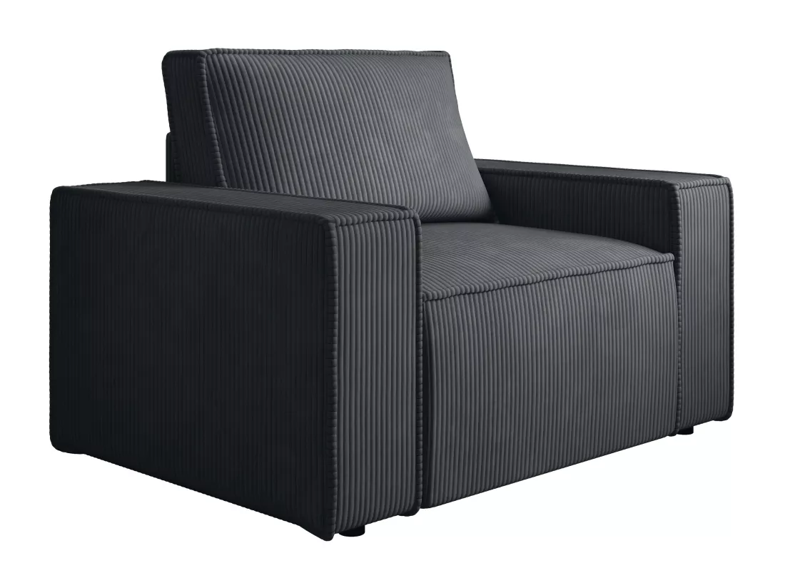 Fauteuil en velours côtelé gris anthracite AMELIA