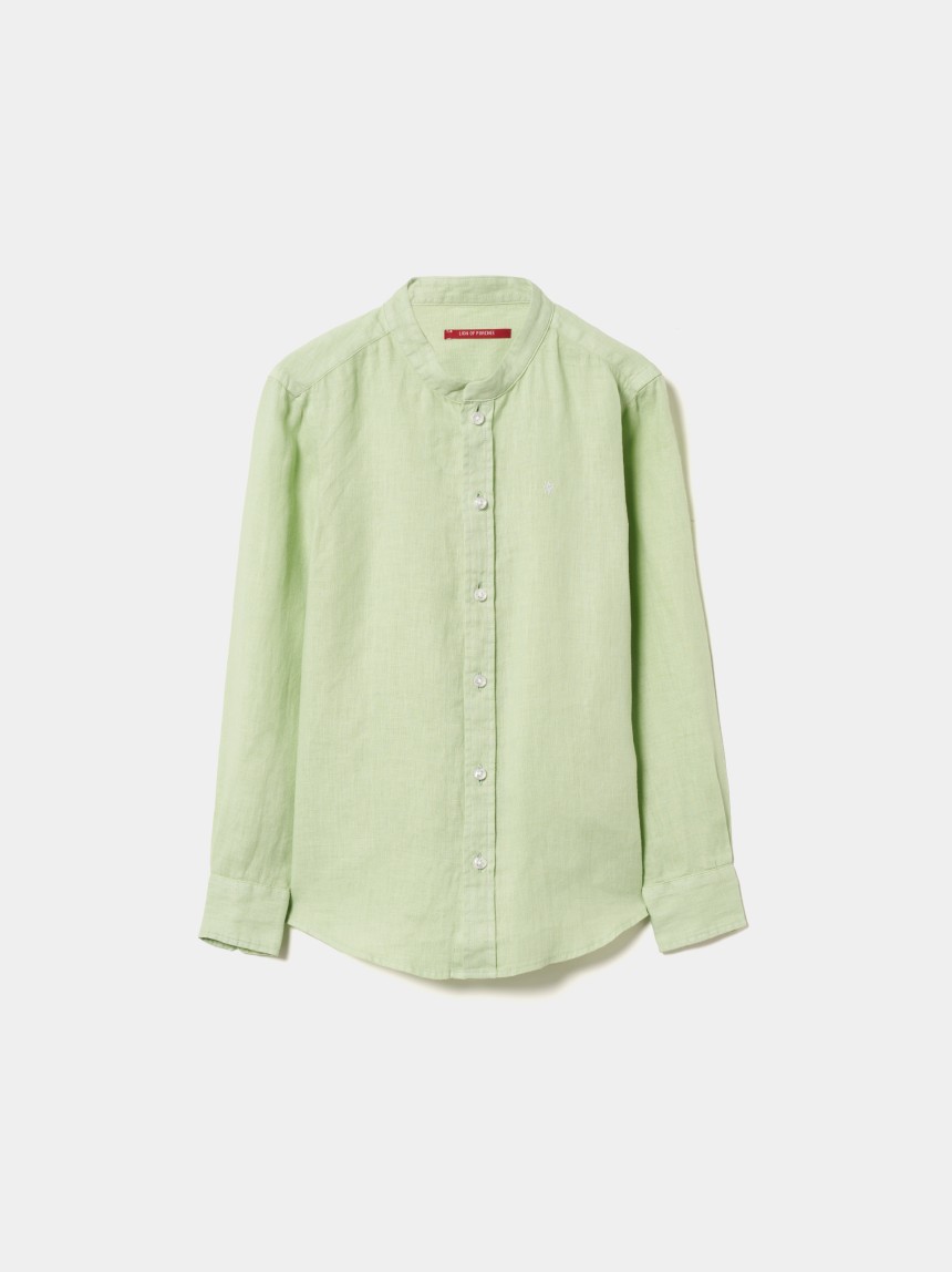 Camisa de linho gola mandarim