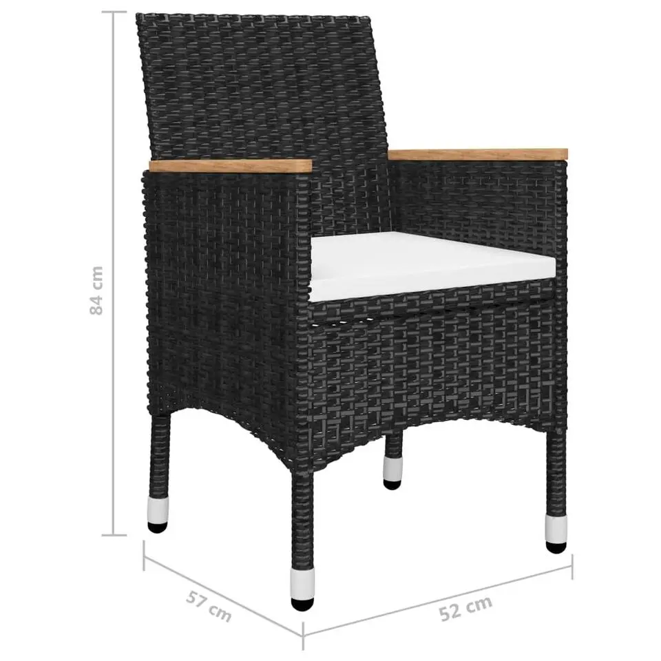 vidaXL - 5-delige Tuinset - Zwart en bruin - Poly rattan en hout - 85x85 cm