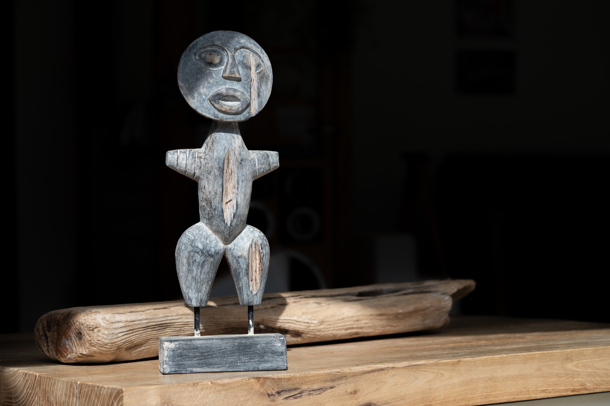 Primitive Holzskulptur S, H 37 cm, B 14 cm, L 6 cm von fischer's lagerhaus