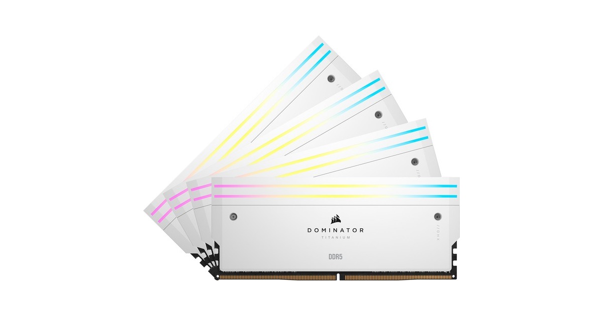 Corsair64 GB DDR5-6400 Quad-Kit werkgeheugen  (Wit, CMP64GX5M4B6400C32W, Dominator Titanium RGB, XMP)