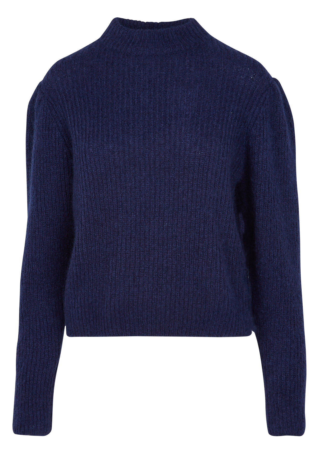 MIMI - Pull col montant en laine mélangée | Bleu