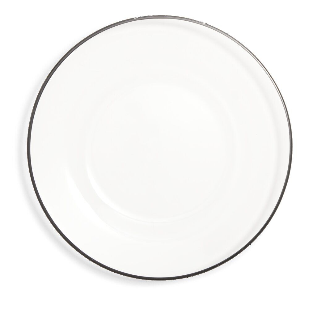 Assiette plate ronde liseré noir verre transparent Ø26cm