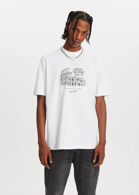 T-shirt met print colosseum wit (WIT)