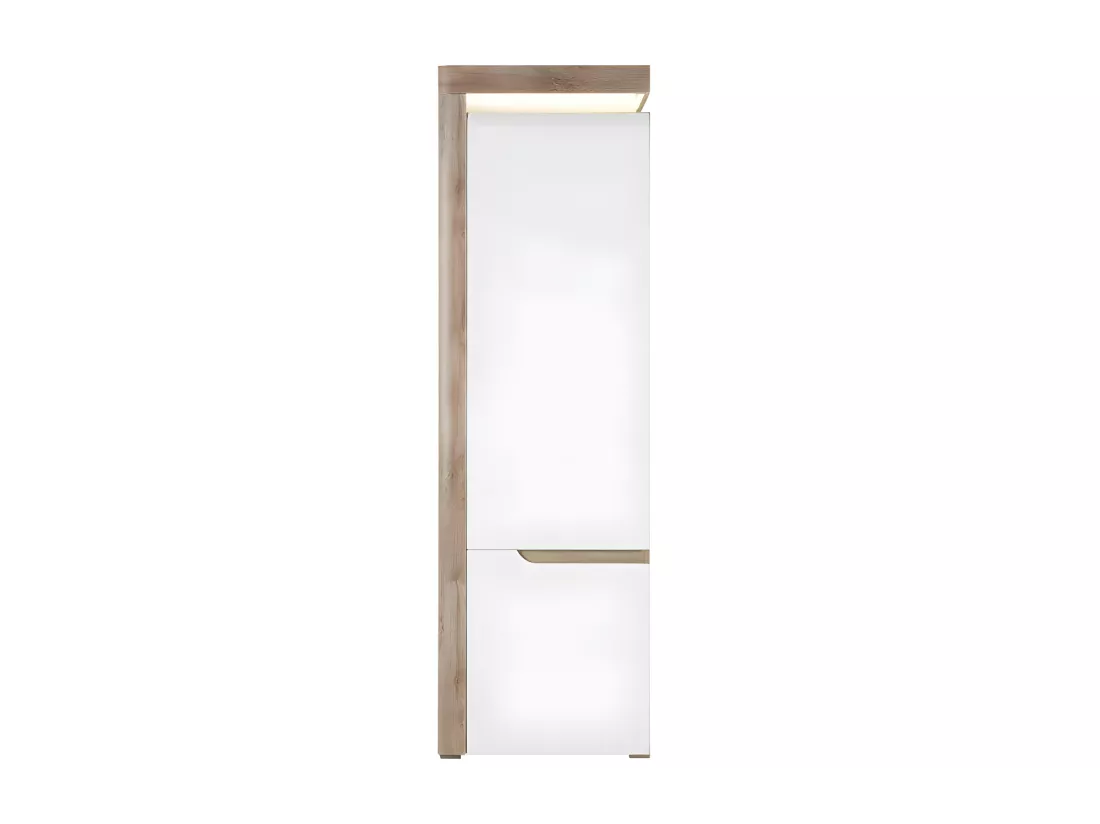 Armoire 2 portes Blanc/Chêne à LED - KIELE - L 60 x l 39 x H 195.5 cm