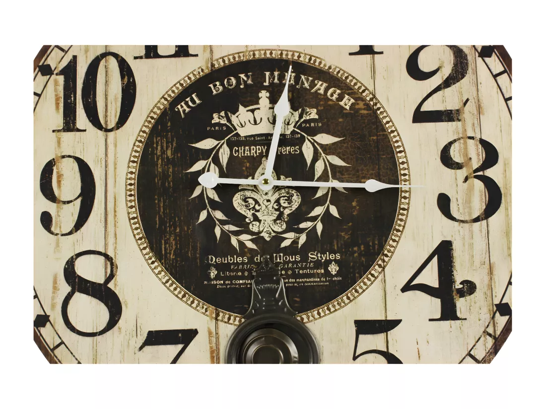 Horloge ancienne balancier au bon ménage Bois Blanc - Décoration d'Autrefois