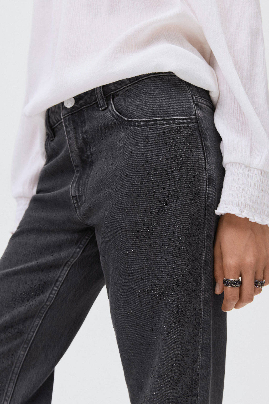 MANGO TEEN straight leg jeans grey denim