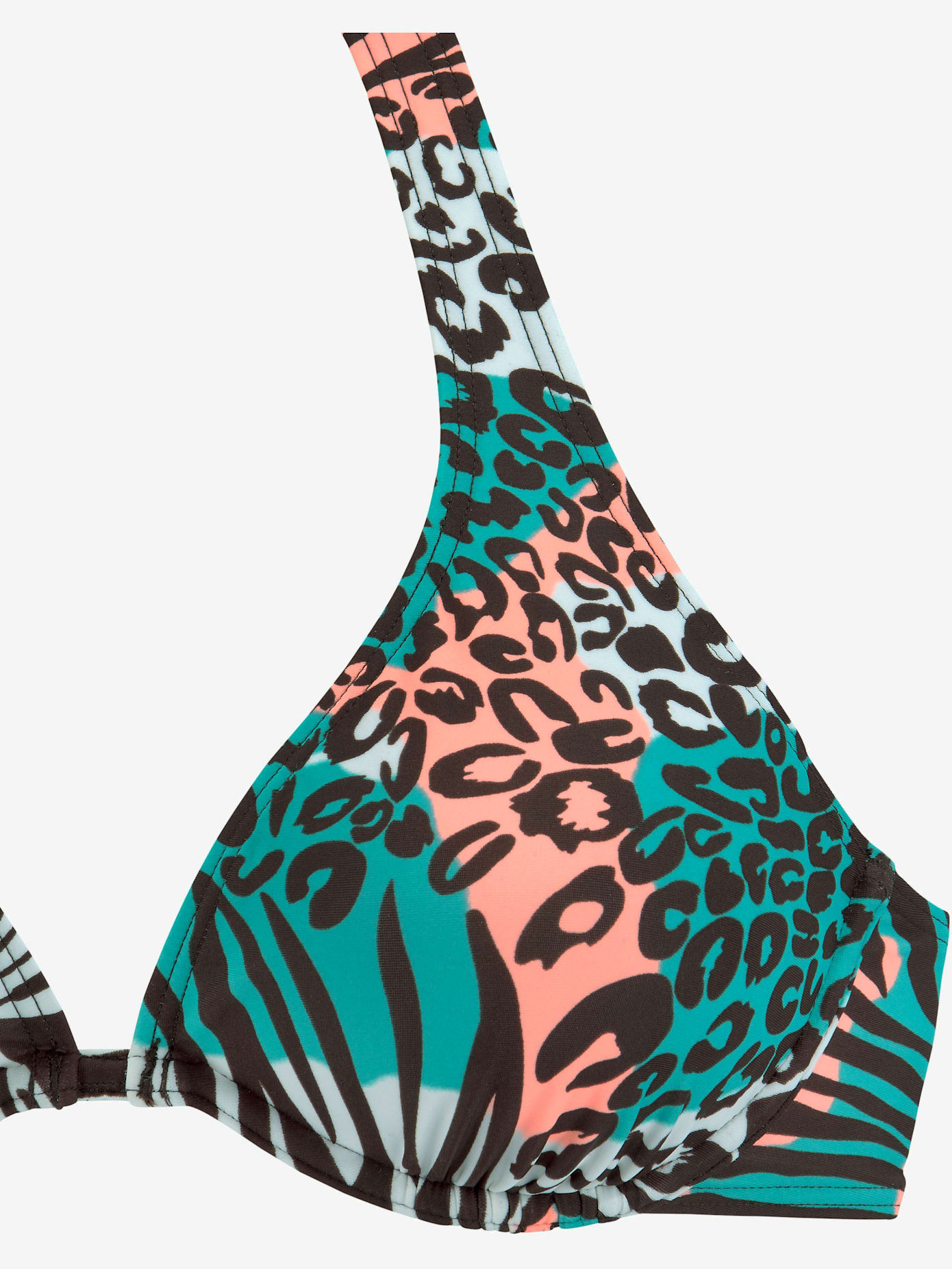 Haut de maillot de bain à armatures imprimé, effet de couleur différent pour chaque pièce