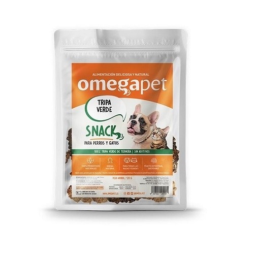 Petisco de tripa verde bovina 100% natural para animais de estimação.