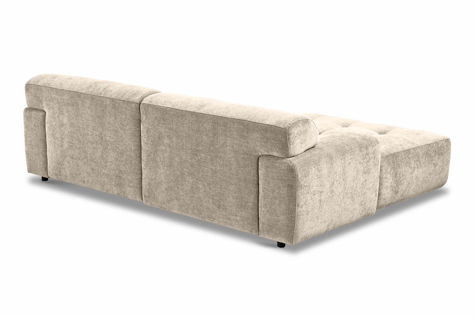 Bob sofa 1,5-seter med sjeselong høyre. Tekstil City 05 Beige med sorte ben.