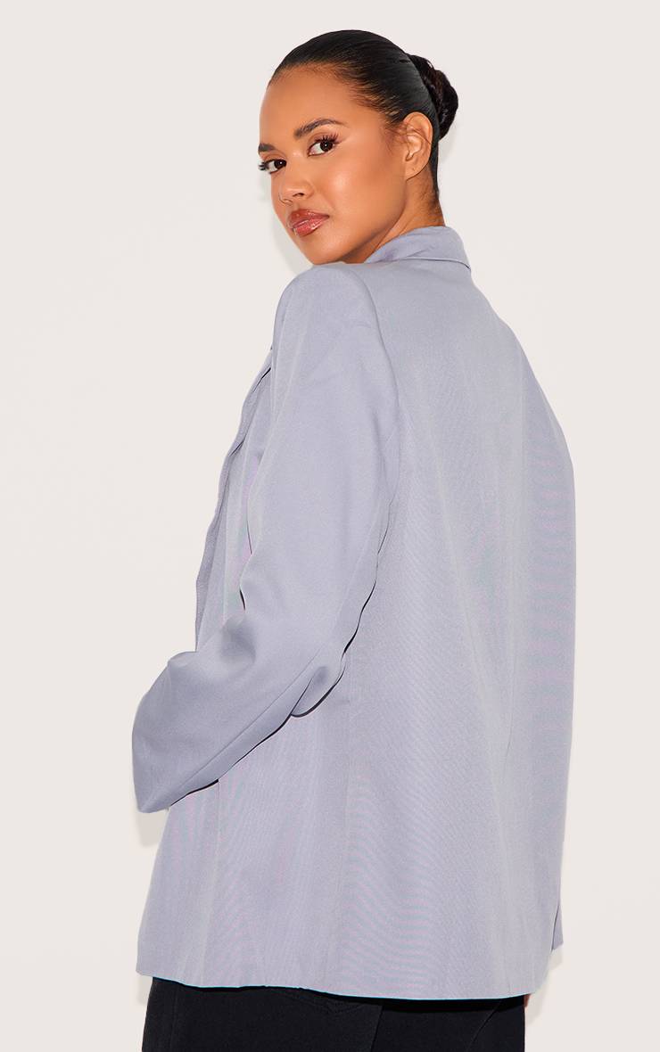 Gris Blazer Ample Drapé Avec Détails De Boutons