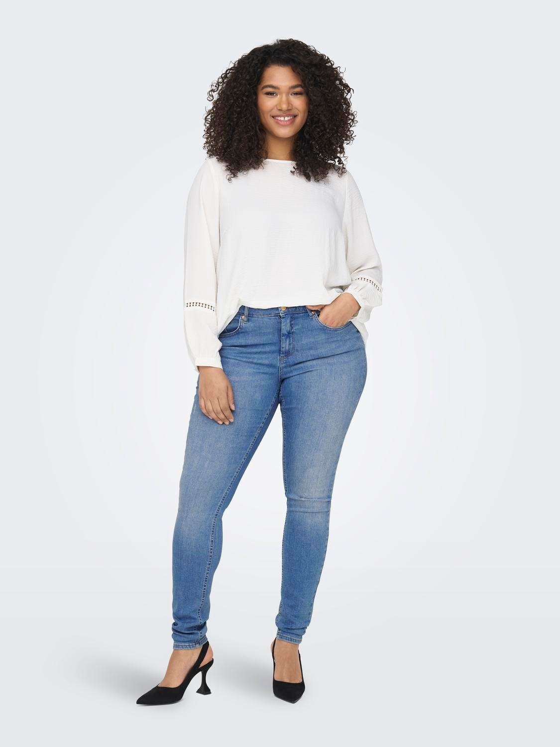 CARWILLY Mittlere Taille Skinny Fit Jeans Light Medium Blue Denim