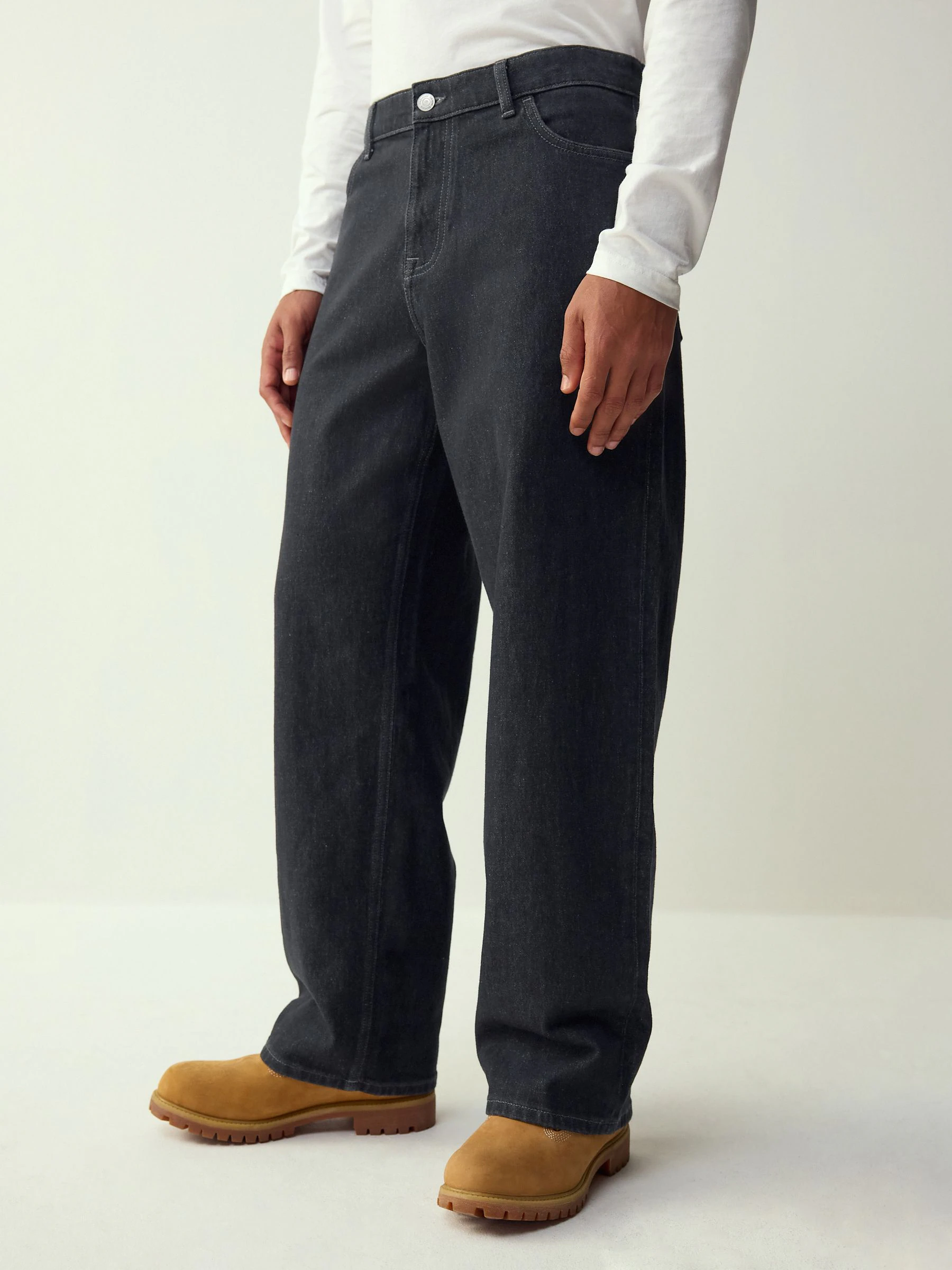 Zwart - Baggy pasvorm - Vintage wash denim jeans