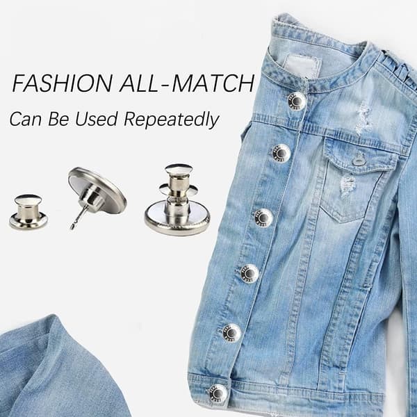 INF Avtakbare jeansknapper 10-pakning Sølv  Perfect Fit Button