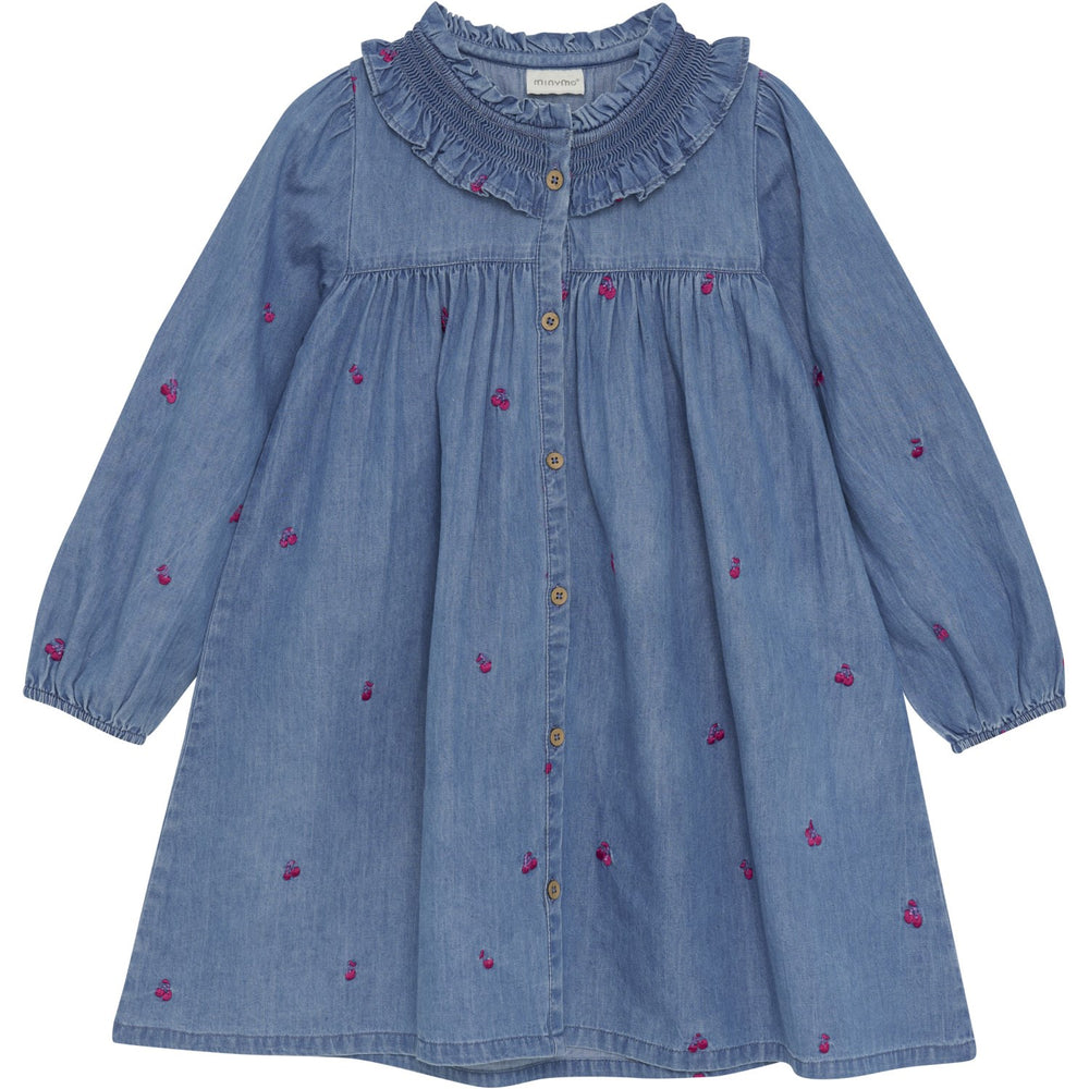 Køb Minymo Ombre Blue Kjole Ls W. Emb