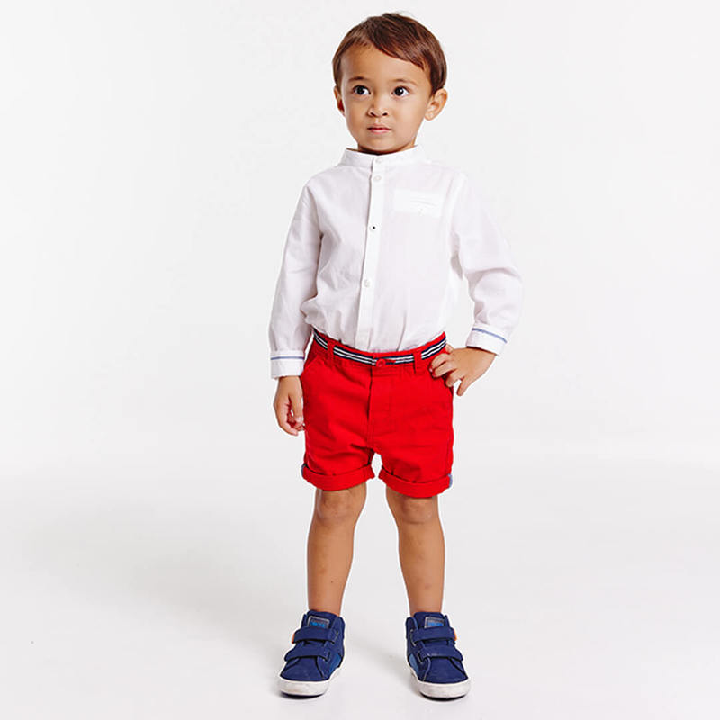 Short en piqué de coton rouge bébé garçon