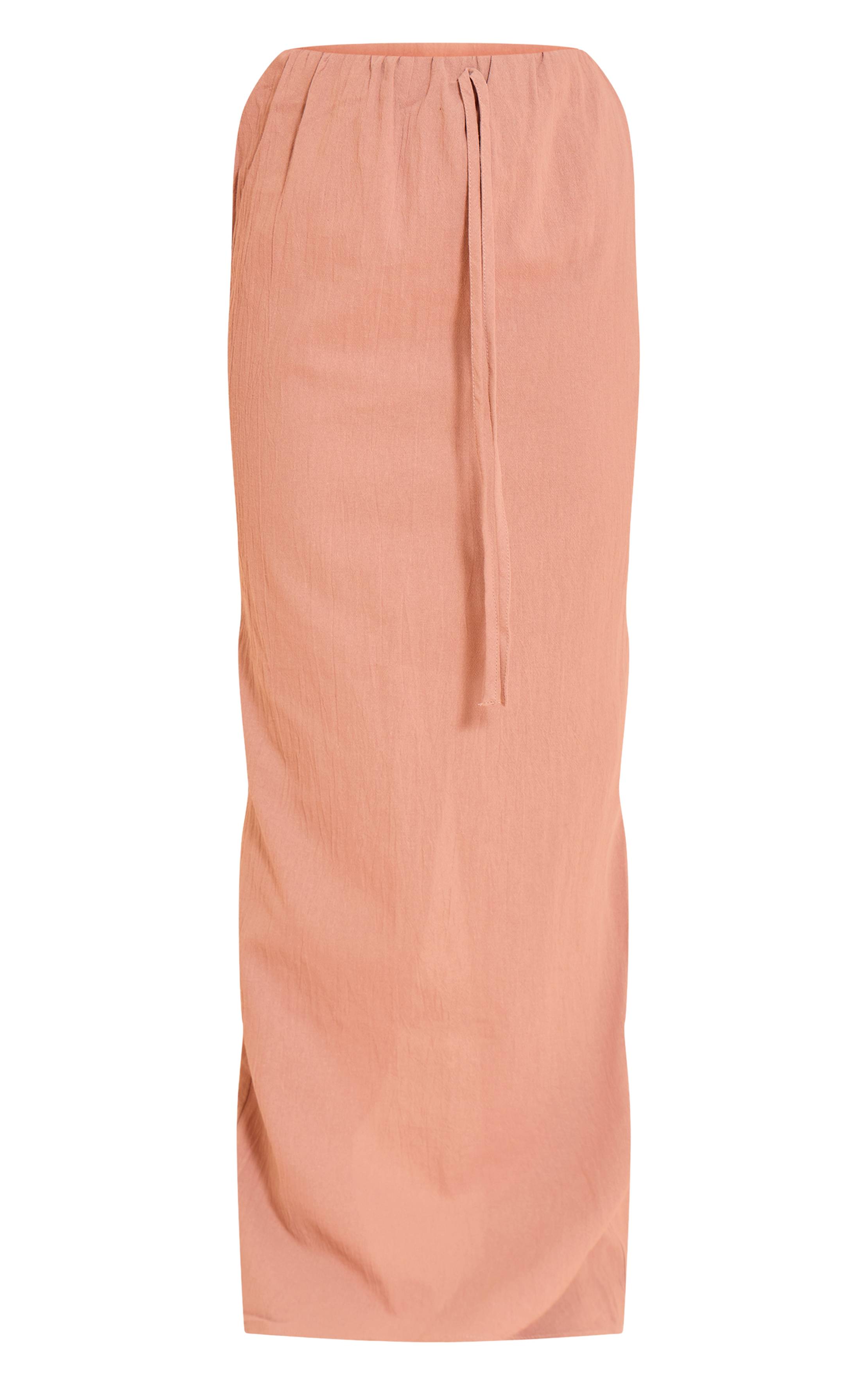 Rouille Jupe Longue Aspect Lin Petite