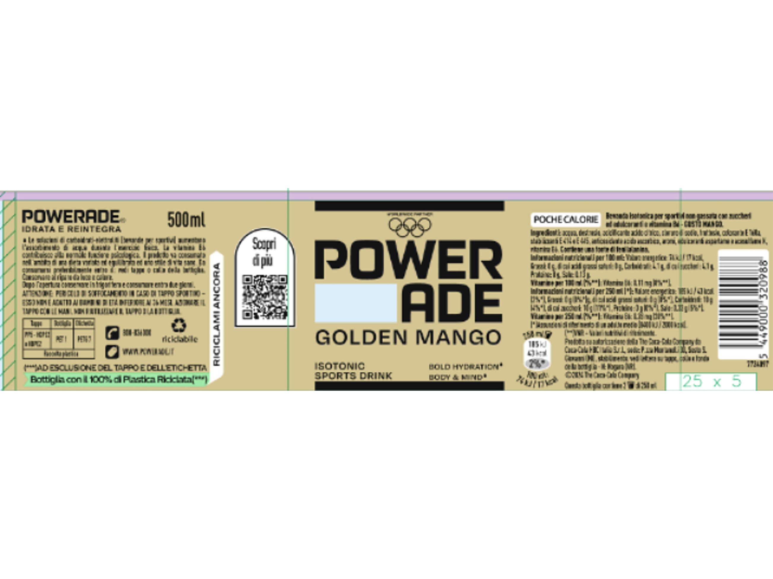 BEBIDA ISOTÓNICA POWERADE GOLDEN MANGA O50LT