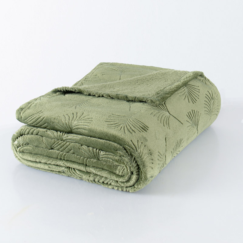 Plaid microfibre 'Saveria' couleur kaki