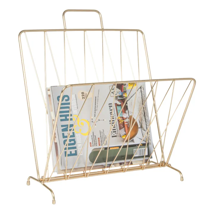 Present Time Porte magazine Diamond Raster en acier doré | Doré